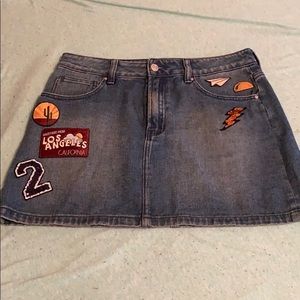 jean skirt with patches